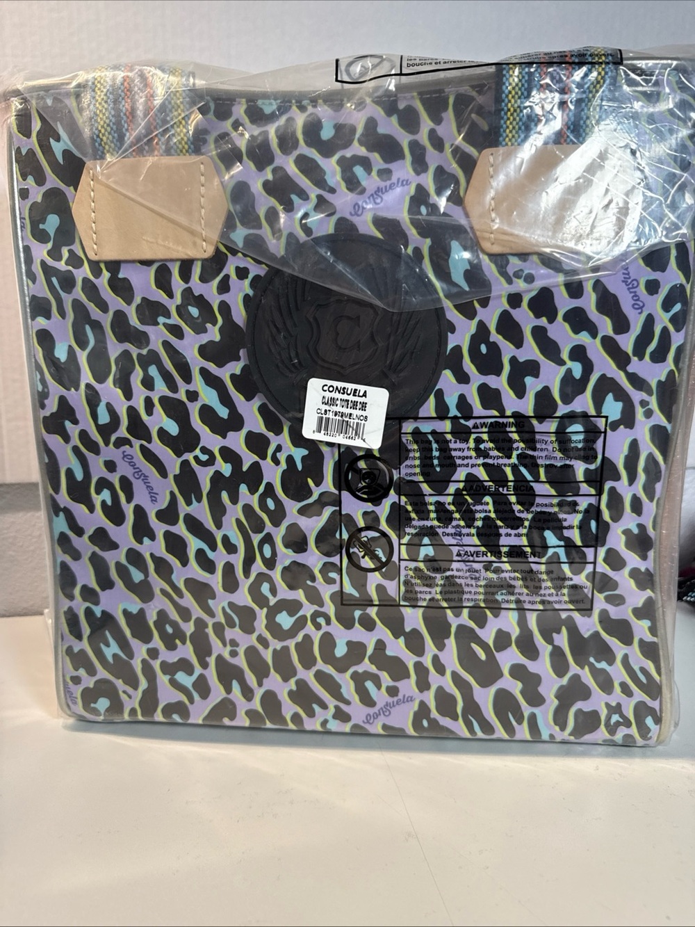 Consuela Classic Tote Dee Dee Lavender Leopard Print Tote with Multicolor Strap - Picture 2 of 5